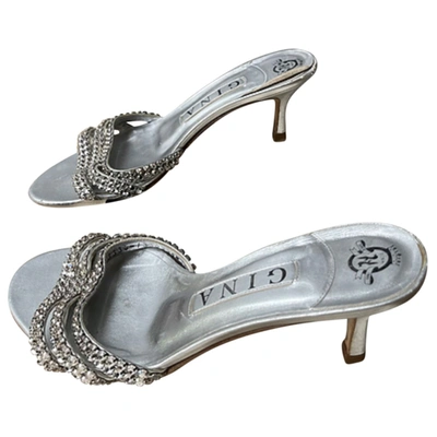 Pre-owned Gina Leather Sandals In Silver