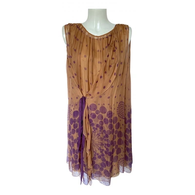 Pre-owned Alberta Ferretti Silk Mid-length Dress In Brown