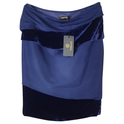 Pre-owned Versace Silk Mid-length Skirt In Blue