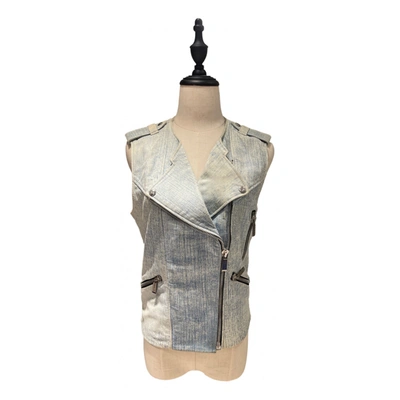 Pre-owned Barbara Bui Leather Short Vest In Blue