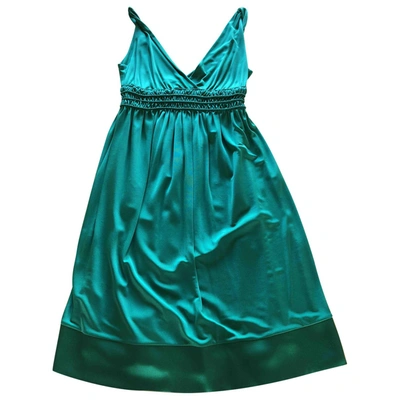 Pre-owned Strenesse Silk Mini Dress In Green