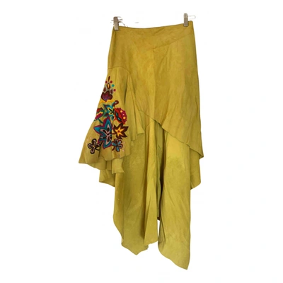 Pre-owned Antonio Marras Leather Maxi Skirt In Yellow