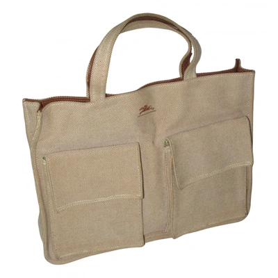 Pre-owned Longchamp Cloth Handbag In Beige