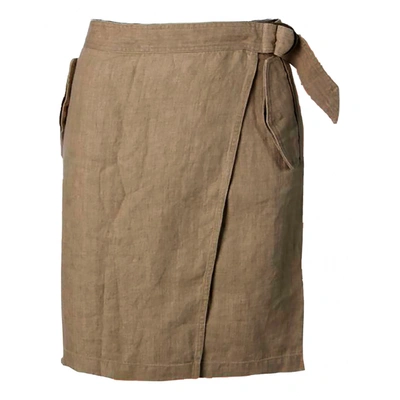 Pre-owned Lauren Ralph Lauren Linen Mini Skirt In Khaki