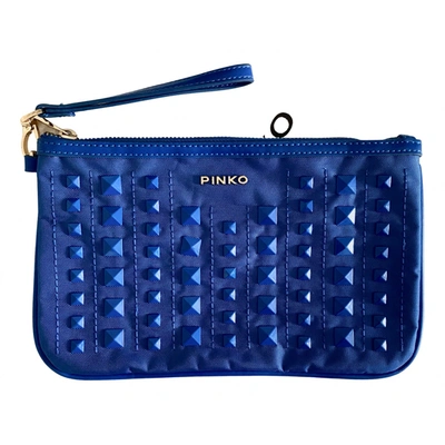 Pre-owned Pinko Cloth Clutch Bag In Blue