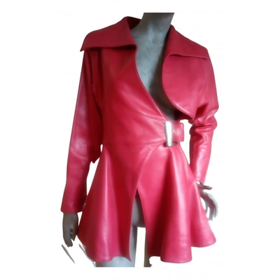 Pre-owned Claude Montana Leather Jacket In Red