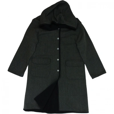 Pre-owned Hanae Mori Wool Trench Coat In Black