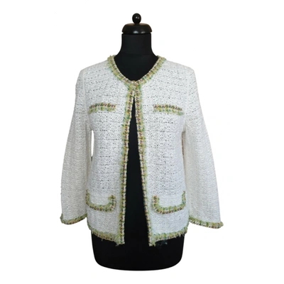 Pre-owned Marc Cain Tweed Blazer In White