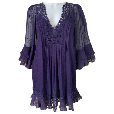 Pre-owned Rebecca Taylor Silk Mini Dress In Purple