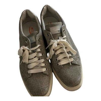 Pre-owned Santoni Cloth Trainers In Silver