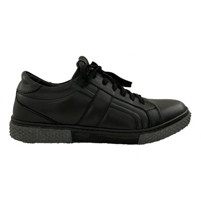 Pre-owned Baldinini Leather Low Trainers In Black