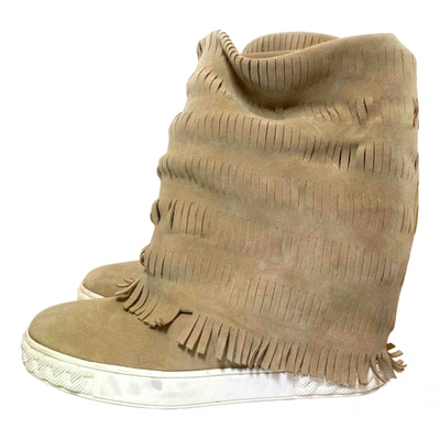 Pre-owned Casadei Western Boots In Beige