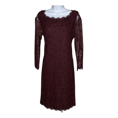 Pre-owned Diane Von Furstenberg Lace Mid-length Dress In Burgundy