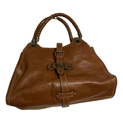 Pre-owned Costume National Leather Handbag In Brown