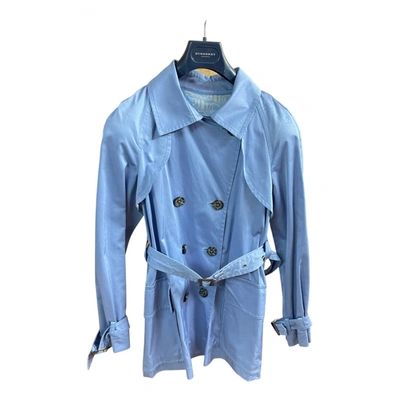Pre-owned Carolina Herrera Trench Coat In Blue