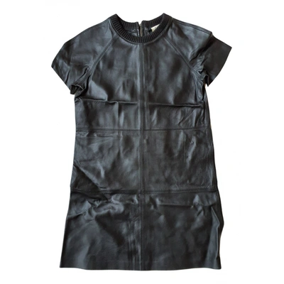 Pre-owned Petite Mendigote Leather Mini Dress In Black