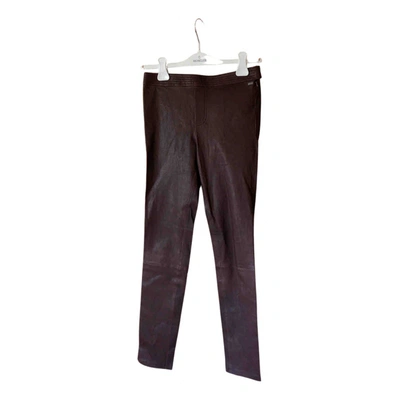 Pre-owned Scotch & Soda Leather Leggings In Brown