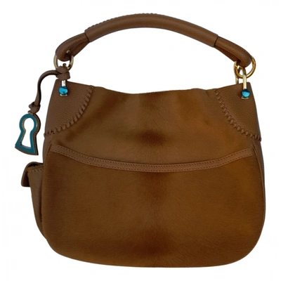 Pre-owned Gianfranco Lotti Pony-style Calfskin Handbag In Beige