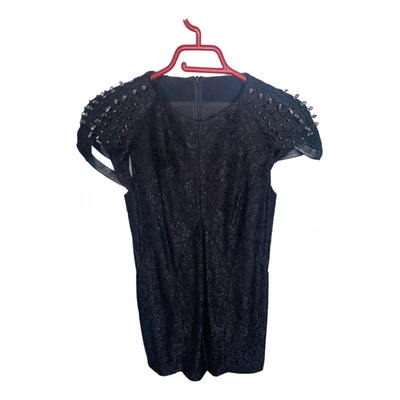 Pre-owned Philipp Plein Lace Mini Dress In Black