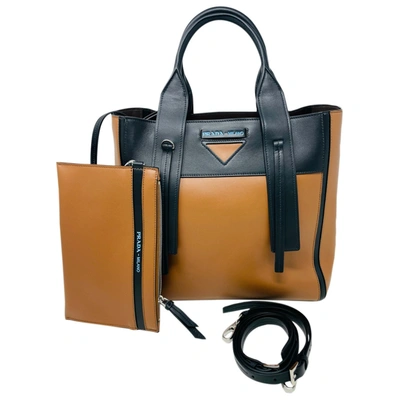 Pre-owned Prada Ouverture Leather Handbag In Brown