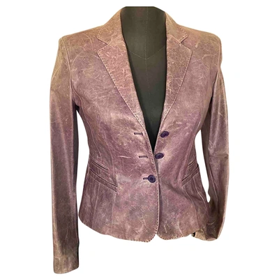 Pre-owned Strenesse Leather Biker Jacket In Pink
