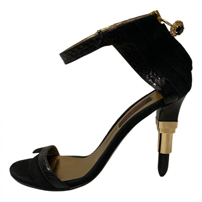 Pre-owned Alberto Guardiani Leather Sandals In Black