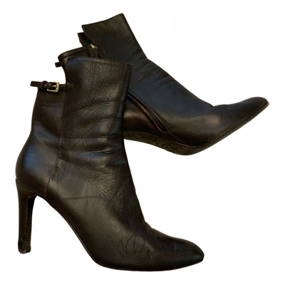 Pre-owned Hugo Boss Leather Ankle Boots In Brown