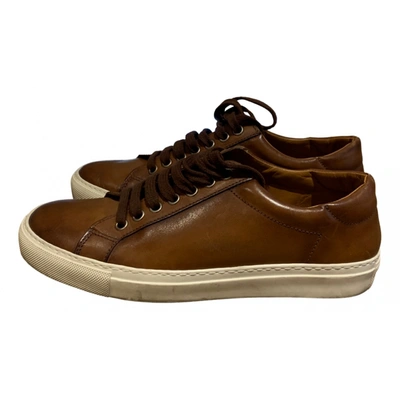 Pre-owned Ralph Lauren Leather Trainers In Brown