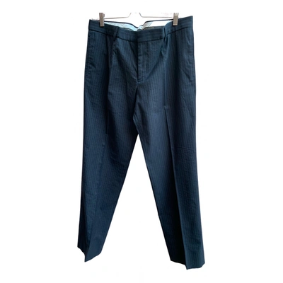 Pre-owned Burberry Wool Trousers In Blue