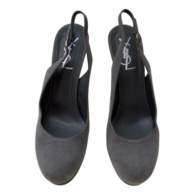 Pre-owned Saint Laurent Sandals In Grey