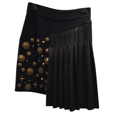 Pre-owned Fausto Puglisi Leather Mini Skirt In Black