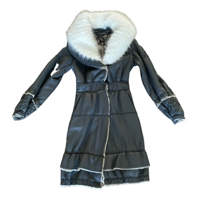 Pre-owned Ermanno Scervino Leather Coat In Anthracite