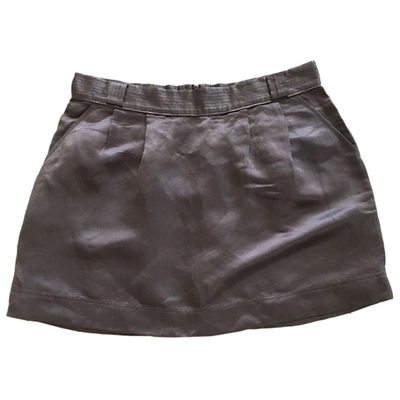 Pre-owned Peuterey Linen Mini Skirt In Grey