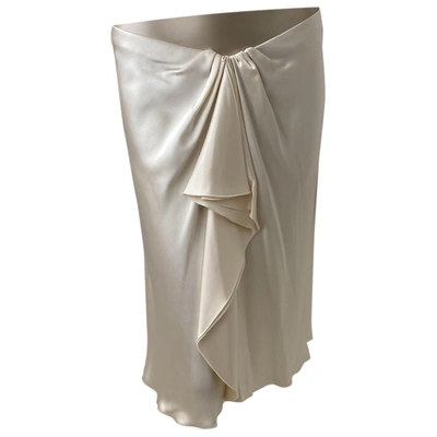 Pre-owned Valentino Silk Mid-length Skirt In Ecru