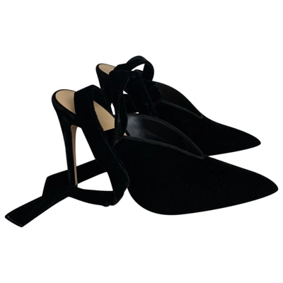 Pre-owned Alexandre Birman Velvet Sandals In Black
