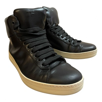 Pre-owned Tom Ford Leather High Trainers In Black