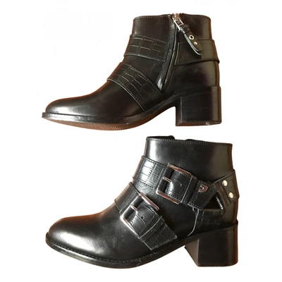 Pre-owned Gioseppo Leather Buckled Boots In Black
