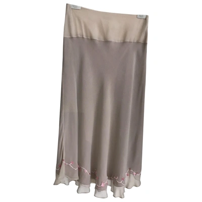 Pre-owned Massimo Dutti Silk Mid-length Skirt In Beige