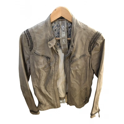 Pre-owned Oakwood Leather Short Vest In Beige