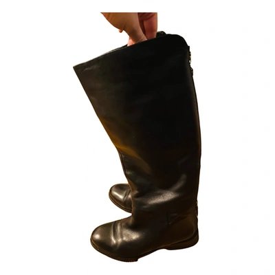 Pre-owned Carlo Pazolini Leather Snow Boots In Black