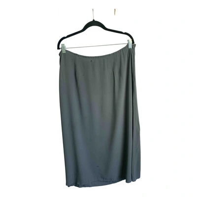 Pre-owned Eileen Fisher Silk Mid-length Skirt In Grey