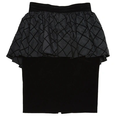 Pre-owned Natan Velvet Mid-length Skirt In Black