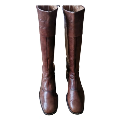 Pre-owned A. Testoni' Leather Boots In Brown