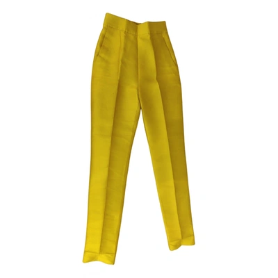 Pre-owned Aquilano Rimondi Silk Straight Pants In Yellow