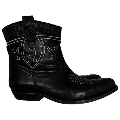 Pre-owned Ba&sh Leather Ankle Boots In Black