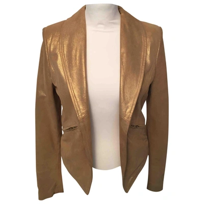 Pre-owned Flavio Castellani Leather Blazer In Gold