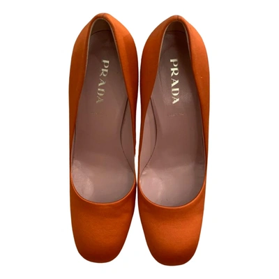 Pre-owned Prada Cloth Heels In Orange