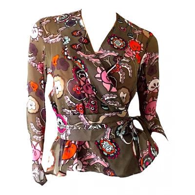 Pre-owned Kenzo Silk Blouse In Green