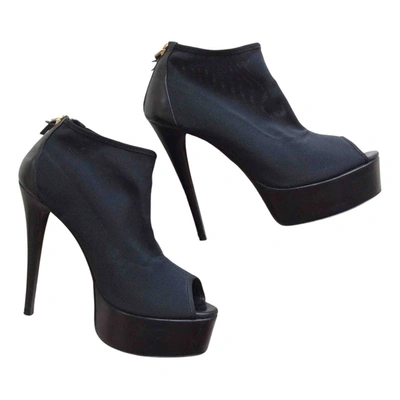 Pre-owned Roberto Festa Leather Ankle Boots In Navy