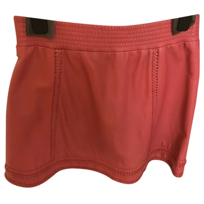 Pre-owned Trussardi Leather Mini Skirt In Pink